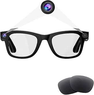 Ai Glasses with Camera, 800W HD Smart Camera Glasses, Blue Light Blocking UV Protection 1080P Video Recording Photo Taking, Voice Assistant, Open-Ear Audio for Outdoor Indoor Sport Cycling Travel