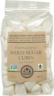 India Tree White Sugar Cubes Mauritius 12 oz Bag – Pure Cane Non-GMO Raw Sweetener for Coffee Tea Baking Espresso Beverages Desserts Entertaining Cooking