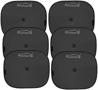 AutokraftZ 6 Pcs Universal Car Window Sun Shades - Privacy, UV Protection Foldable Sunshade Curtains for car with Suction Cups - Block 98% UV Rays for Napping, Camping fit for All Cars Black