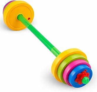 Liberty Imports Kids Exercise Weight Set - Adjustable Workout Toy Equipment for Children Pretend Play Exercise - Toddler Beginner Gym, Fitness, Weightlifting and Powerlifting