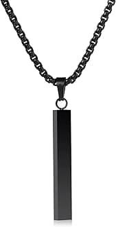 NAIQUBEBar Necklace For Men- Stainless Steel Black Gold Silver Chains For Mens Necklace Jewelry Gift