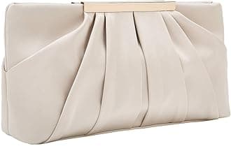 Charming Tailor Clutch Evening Bag Elegant Pleated Satin Formal Handbag Simple Classy Purse for Women (Champagne)