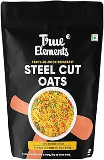 True Elements Steel Cut Oats 1kg - Steel Cut Oats for Weight Management | Sugar Free Oats | Healthy Breakfast | 100% Wholegrain | Diabetic Friendly Oats | Breakfast Cereal