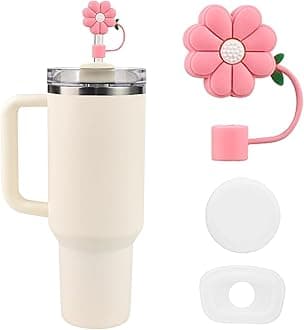 Silicone Straw Toppers for Stanley Cup 2.0 for Woman Gifts，Simple Reusable Straw Covers Cap for Tumblers, Cute Dust-Proof Compatible with Stanley Cup Accessories 40 oz, 30 oz, 20 oz (Pink)