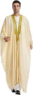 FYMNSI Men's Robe Muslim Clothes Kimono Loose Abaya Dresses Long Sleeve Embroidered Chiffon Kaftan Casual Formal Dubai Thobe
