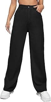 Women’s High Rise Wide Leg Jeans|Cotton Blend Straight Fit Denim|Trendy Comfortable Casual Wear
