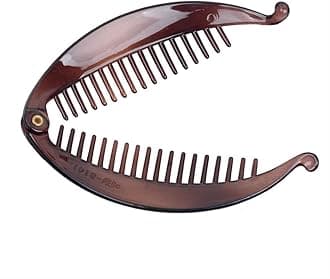2Pcs Big Banana Hair Clips Clincher Rounded Edges Hair Comb Claws Hair Comb Fish Shape Grips Clamp Hair Accessories for Women Girls-Brown
