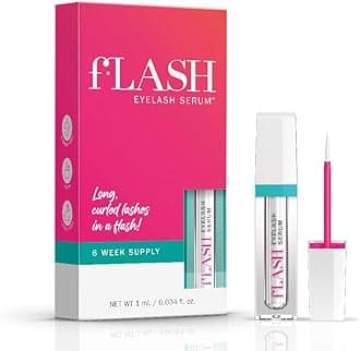 fLASH Eyelash Serum Mini for Long, Curled Natural Lashes - Enhances & Strengthens, Safe & Effective Formula for Contact Wearers & Sensitive Eyes, Travel Size, 6 Week Starter Supply - 1mL (0.034 Fl Oz)