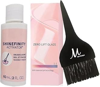 Shinefinity Zero Lift Glaze 07/81 Medium Blonde Pearl Ash Demi-Permanent Hair Color 2 Ounce, Shinefinity Activator 2 oz and M Hair Designs Tint Brush (Bundle)