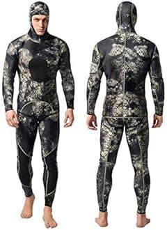 Camo Spearfishing Wetsuits Men 3mm /1.5mm Neoprene 2-Pieces Hooded Super Stretch Diving Suit