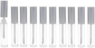 10PCS 10ml Empty Clear Lip Gloss Containers for Lipstick Samples Lip Balms Mini Refillable Travel Empty Lipgloss Bottle Tube Vials Containers with Bar Silver Lid ( Transparent ,Silver Lid )