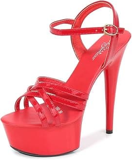 Shoes Women Stiletto Sandals Striptease Walking Show Sandals Model High-Heeled Shoes Sandals Platform Wedding Shoes Female New Heel Height 15Cm/5.9In