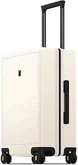 Suitcase Hand Luggage Lightweight 100% PC Trolley Case Micro-Diamond Textured Design, Carry on Luggage with 8 Spinner Wheels, TSA Approved Hard Shell(55cm, 40L,White)