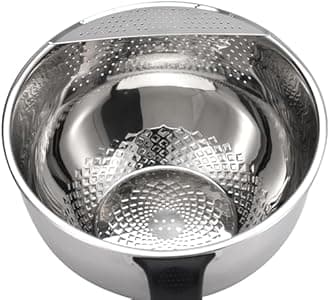 Fine Mesh Rice Strainer, Metal Colander Bowl Stainless Steel Baskets for Pasta, Fruit - Strain, Drain, Rinse -8.67 inch