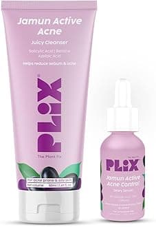 PLIX - THE PLANT FIX Jamun Mini Cleanser & 2% Salicylic Acid Active Acne Mini Serum l Detoxifies The Skin l Reduces Active Acne l Fades Blemishes l All Skin Types