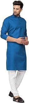 Enmozz® Multi Colored Cotton Plain Men's Ethnic Kurta Only