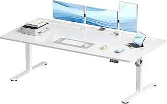 Devoko Electric Standing Desk 160x80cm, Height Adjustable Desk Ergonomic Stand up Desk with 2 Memory Preset, White