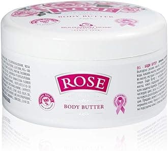 Bulgarian Rose Body Butter with Natural Rose Oil, Nourishing & Moisturizing, Hydrating Skin Care, Rejuvenating Body Lotion
