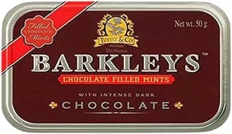 Barkleys Chocolate Breath Mints - Strong Peppermint Flavor with Dark Chocolate Filling-For Party, After Dinner, Wedding, Every Day Use Mints In Reusable Classic Travel Tins-50-count, 1-Pack