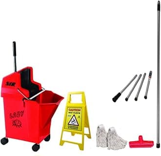 SYR Kentucky Large TC 20 Litre Mop Bucket Set with 4 Way Fold Down Handle (Red)