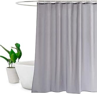 EurCross Shower Curtain Grey 180 x 200cm drop, Mildew Resistant Water Repellent Bathroom Shower Curtain with 12 Plastic Hooks.