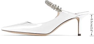 MIRAAZZURRA Women Heeled Mules Rhinestone Strappy Pointed Toe Mules Stiletto High Heels Slip On Bridal Sandals for Women