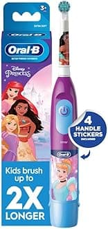 Oral-B Kid's Battery Toothbrush Featuring Disney Princess, for Kids 3+, Pink / Turquoise