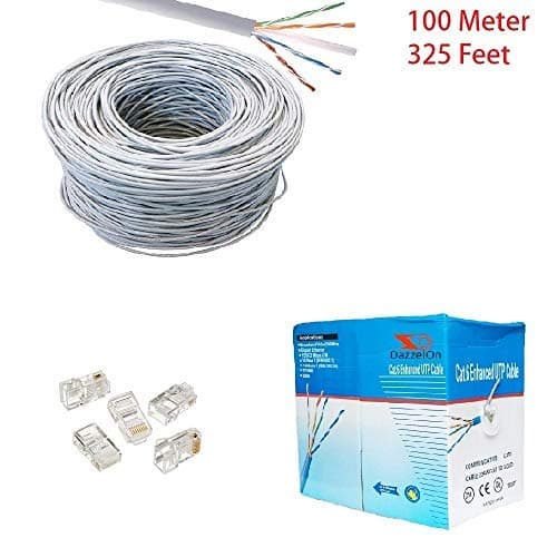 DazzelOn Cat6 Ethernet Bulk Cable Bundle Grey 100 Meter 325 FT - Network Internet Cord | CCA 23AWG UTP