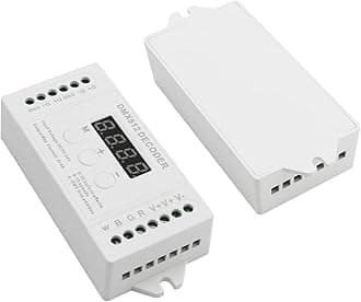 AKEPO Mini 4CH DMX Digital Display Decoder, DMX512 Controller for RGBW LED Lights DC9-24V 4A/CH with 15 Built-in Effects (Mini 4 Channel with Display)