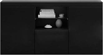 Panana Modern Hight Gloss Front Livingroom Cabinet with 3 Door, RBG LED Cupboard Sideboard Display Storage TV Unit Stand (Black)