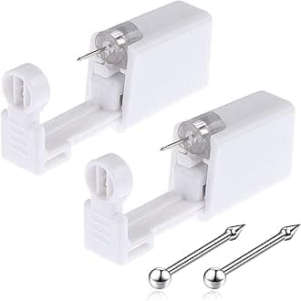 Nose Piercing Gun - 2 Pack Self Nose Piercing Kit Unit Disposable Nose Piercing Gun with Nose Stud Piercing Kit Tool for Cartilage Tragus Helix Piercing Gun Piercing Jewelry (Silver beans)