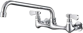 BWE Kitchen Faucet Wall Mount 2 Handles Commercial Sink Faucet with 16 Inch Swivel Spout Kitchen Faucets, Utility Laundry Faucet Restaurant Chrome Solid Brass Mixer Tap