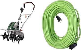TC71420S Tiller, 20-Inch, 14-Amp, Green and Yard Master 9940010 Outdoor Garden 120-Foot Extension Cord, Light Duty, Water Resistant
