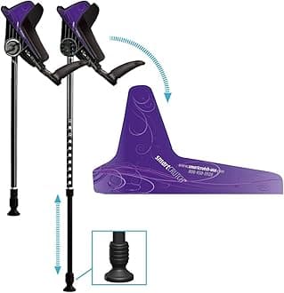 Ergonomic Custom Forearm Crutches for Adults, Multiple Colors, Adjustable Forearm Rotates 15-90 Degrees - Heights 4'4" to 6'4" - 265 lbs Non Weight Bearing