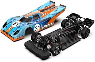 AMORIL 1/10 Carbon Fiber On-Road Drift Car Roller,Electric Touring Rally Car Chassis Frame Body with Alloy Wheel,Split Steel Driveshaft,Speed Bash Roller, Blue