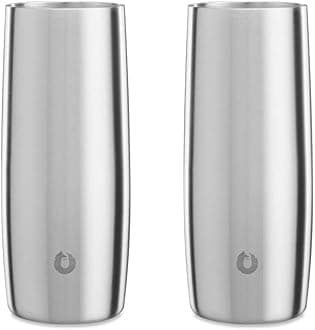 SNOWFOX Premium Vacuum Insulated Stainless Steel Cocktail Glass / Drink Tumbler, Set of 2, Drinks Stay Icy Cold, Thermal Highball Glasses, Elegant Home Entertaining, Classic Barware, 14.5 oz