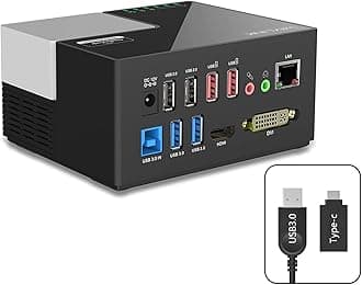 WAVLINK USB 3.0 Laptop Docking Station Dual Monitors, DisplayLink Computer Dock for M1/M2 Mac/Windows/Chrome/Ubuntu - HDMI+HDMI/DVI/VGA, 4xUSB Ports, 2xRed Charging Ports, LAN, Audio