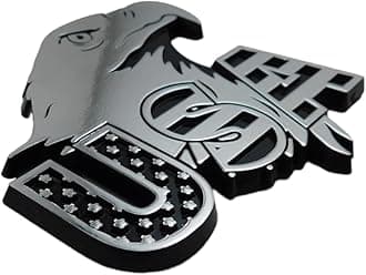 USA American Eagle Flag Black with Chrome Eagle Plastic car Emblem Decal 3"