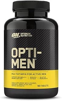 Optimum Nutrition Opti-Men Multi-Vitamin Supplements for Men with Vitamin D, Vitamin C, Vitamin B6 and Amino Acids, Unflavoured, 60 Servings, 180 Capsules
