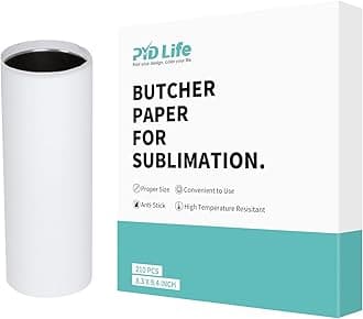 210 Sheets Butcher Paper for Sublimation Heat Press Sheets 8.3 x 9.4 Inch Fit 20 OZ Skinny Tumblers Print with Tumbler Heat Press No Cutting No Waste No Hassle Protect Heat Press