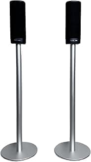 Speaker Floor Stand is Compatible with Harman Kardon Citation 5.1/Surround Rear Surround Sound System Made of Aluminum Alloy Material, with Screw Fixation and Hidden Wire Design (Silver Pair)