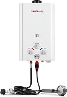 GASLAND BE264 Tankless Water Heater Propane 10L, 2.64GPM Outdoor Propane Shower for Camping & Off Grid, 68,000BTU, Digital Display, Overheating Protection, Easy Installation