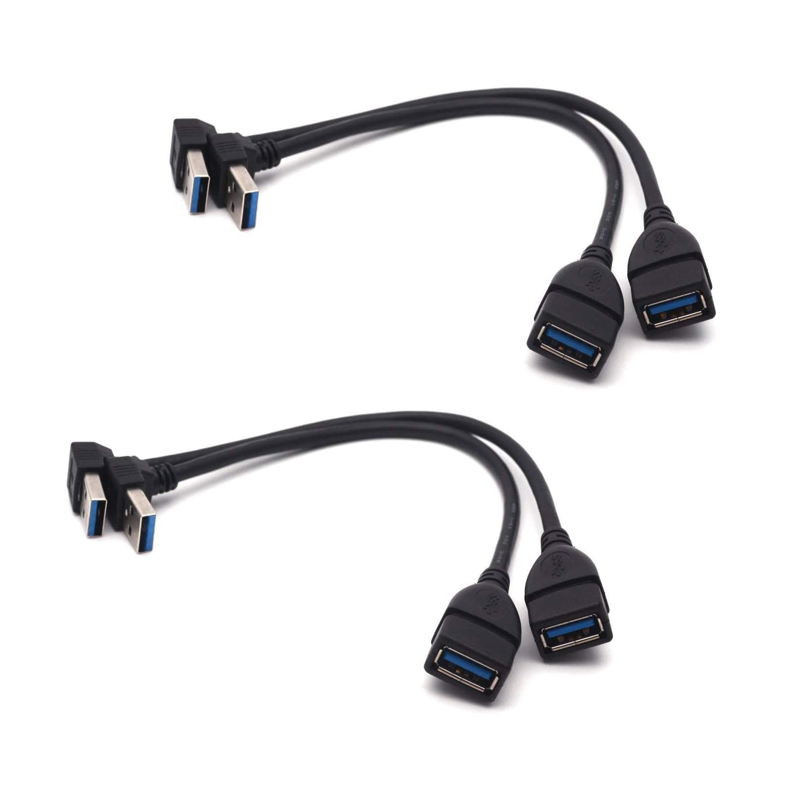 USB 3.0 Right Angle 90 Degree UP & Down Extension Cable Male to Female Converter Data Adapter Cord 2 Pairs