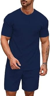 SMOWKLY Men's Pyjama Set - T-Shirt and Shorts Night Wear - Night Suit for Men