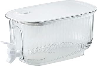 Beverage Drink Dispenser, Large Capacity Food Grade Thickened Leakage Proof Cold Kettle, with Faucet for Home Kitchen (Transparent White)