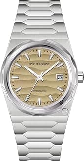 Specht & Söhne 222 Gold Watch Men's Watches Automatic Mechanical Wriswatch Japan NH35 Movt Sports Wristwatch 37MM Waterproof (Sand Dune-Two)