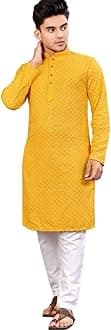 TrustousMen's Indian Ethnic Wear Straight Lucknowi Kurta