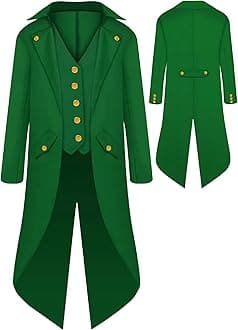 AIEOE - Boy Steampunk Coat Child Medieval Gothic Frock Coat Renaissance Victorian Pirate Viking Costume for Carnival Partit Cosplay Long Sleeves Vintage Boy Jacket - Child