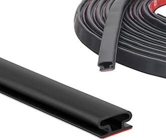 12M D-Shape Rubber Weather Stripping Door Seal Strip,Self-Adhesive Waterproof Window Sealing Strip,Draught Excluder for Door Frame Insulation Soundproof,Suit for 3 to 5.5mm Gap,Black