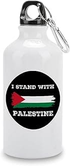 Palestine Flag Water Bottles Stainless Steel I Stand with Palestine Portable Leakproof Bike Water Bottle with Carabiner Clip & Sport Top Tumbler for Sport Gym Outdoor Travel School 14 OZ